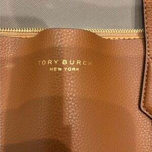 Tory Burch Tan Leather Tote with Gold Zipper
